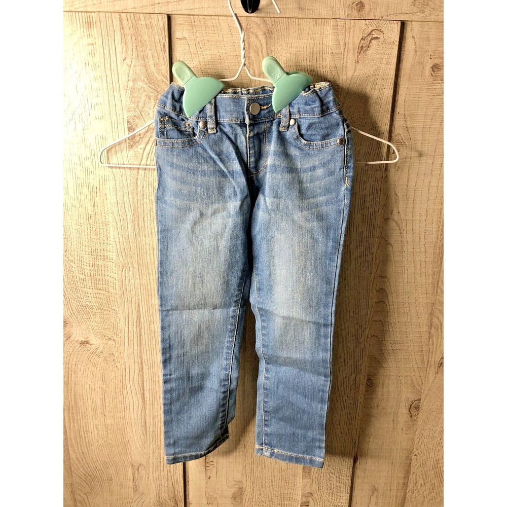 The Childrens Place Girls Denim Blue Jeans Size 4T Skinny Adjustable Waist